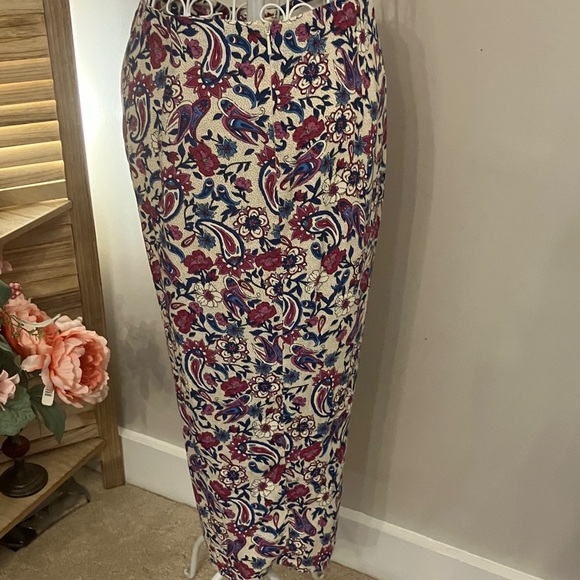 Mango Floral Paisley Midi Skirt Knotted Front sz Small - Picture 6 of 10